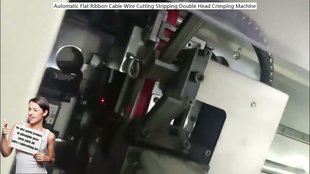 Automatický stroj na řezání, odizolování a oboustranné krimpování plochých kabelů